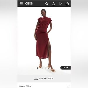 ASOS slinky drape midi dress in wine/burgundy. Excellent condition. Size 14.